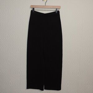 St. John Women’s sz S/M Caviar Black Santana Knit Pull On Wide Leg Pants